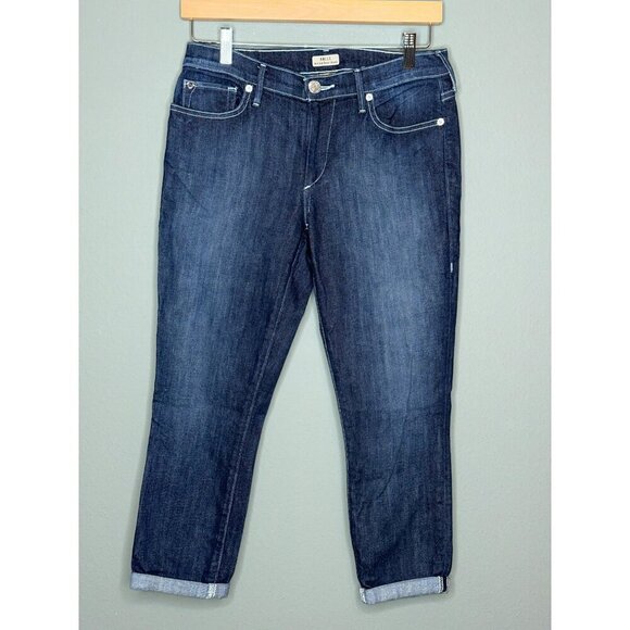 True Religion Halle Women's 29" Super Skinny Mid-Rise Crop Rolled Jeans Lonestar - Picture 1 of 16